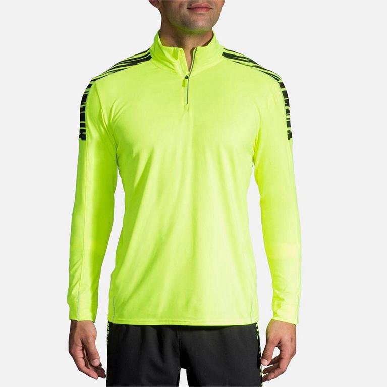 Brooks Mens Nightlife Half Zip Running Jackets - Yellow (736184-YRX)